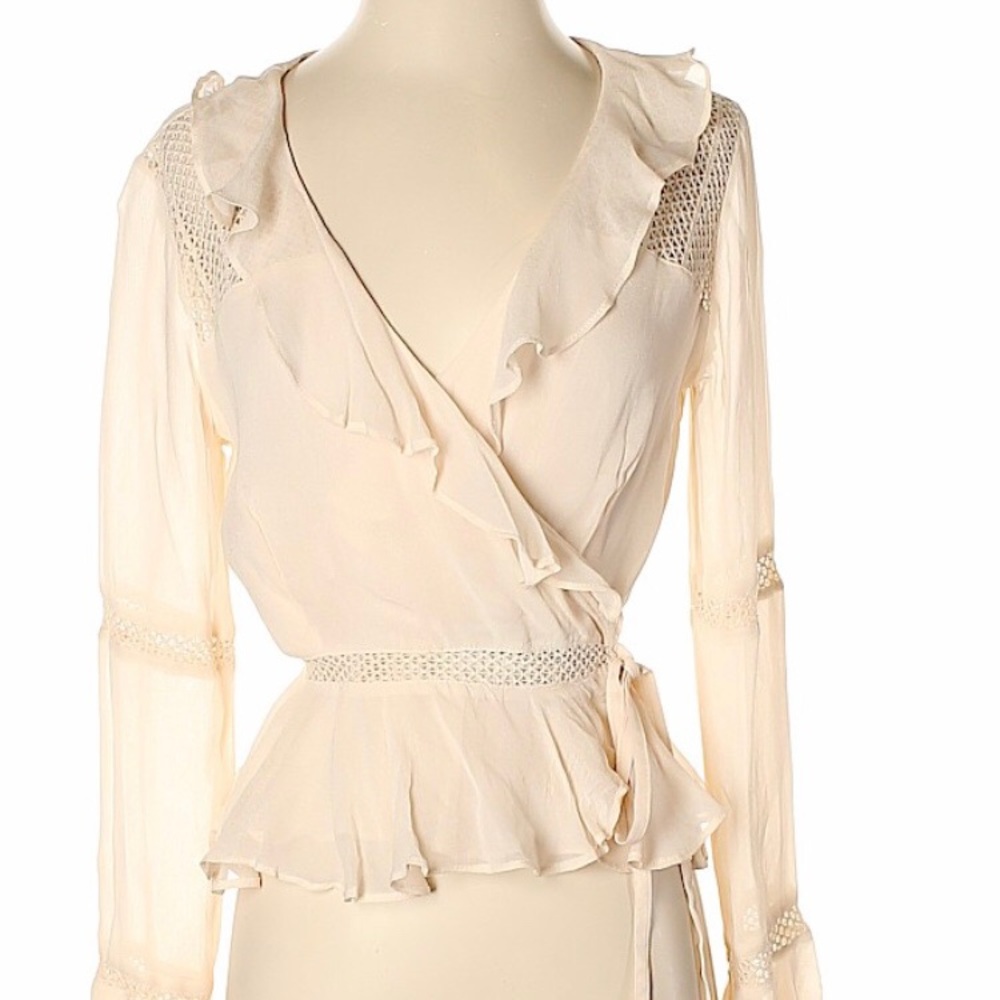 ASOS ruffled wrap blouse in blush pink. Size 4.